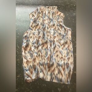 SHEIN Ruffled Collar Blouse in Blue and Brown